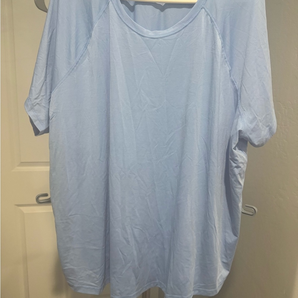 tek gear Blue Tee with Lime Logo Text